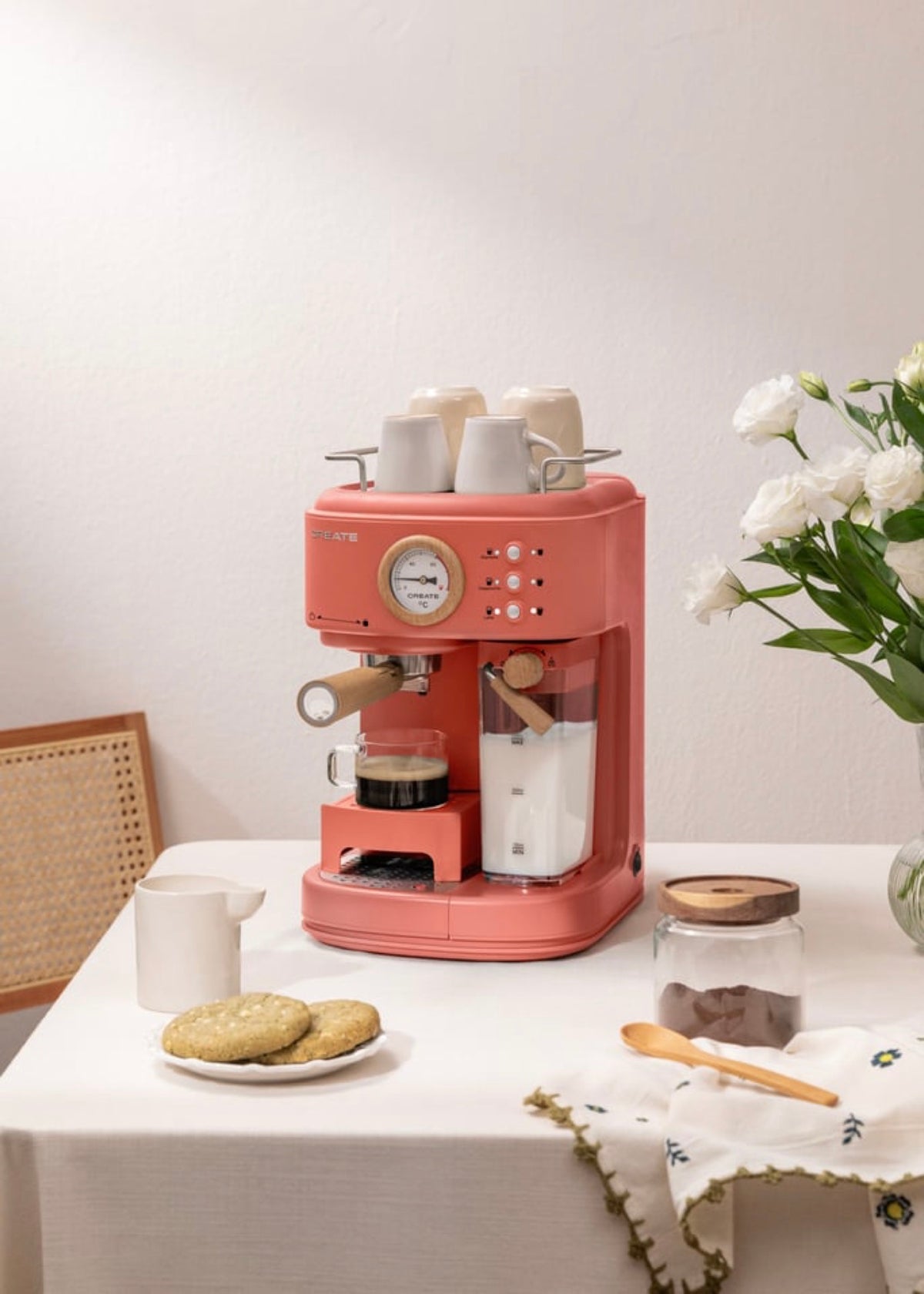 Thera Retro Pro - Machine À Café Expresso Semi-Automatique 20 Bars - Terracotta