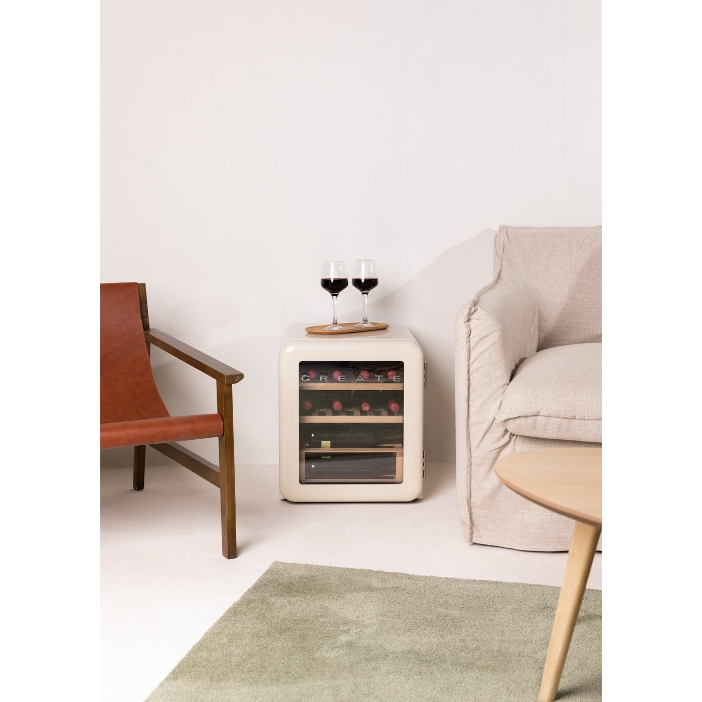 Winecooler Retro M - Refroidisseur À Vin Électrique De Style Rétro Pour 12 Bouteilles - Blanc Cassé