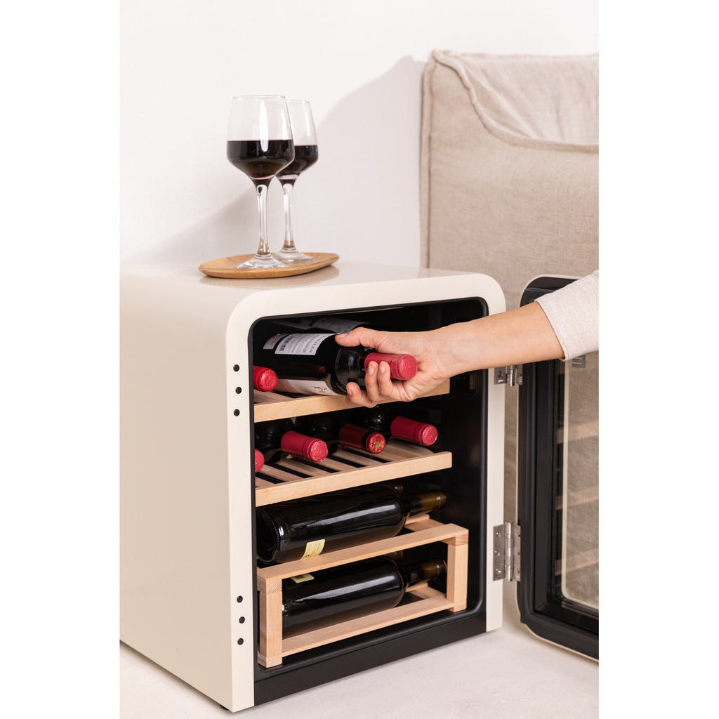 Winecooler Retro M - Refroidisseur À Vin Électrique De Style Rétro Pour 12 Bouteilles - Blanc Cassé