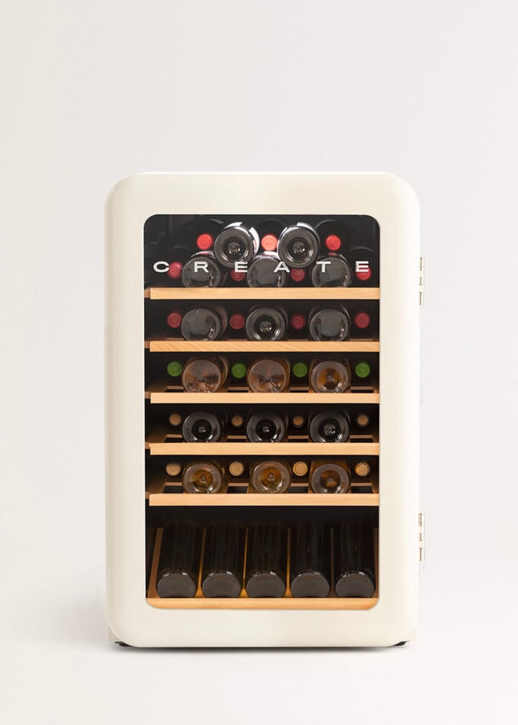 Winecooler Retro - Retro-Style Electric Wine Cooler for 12, 45 or 76 Bottles - Off-White# 45 Bottles