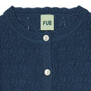 Fub - Cárdigan Pointelle de lana fina índigo