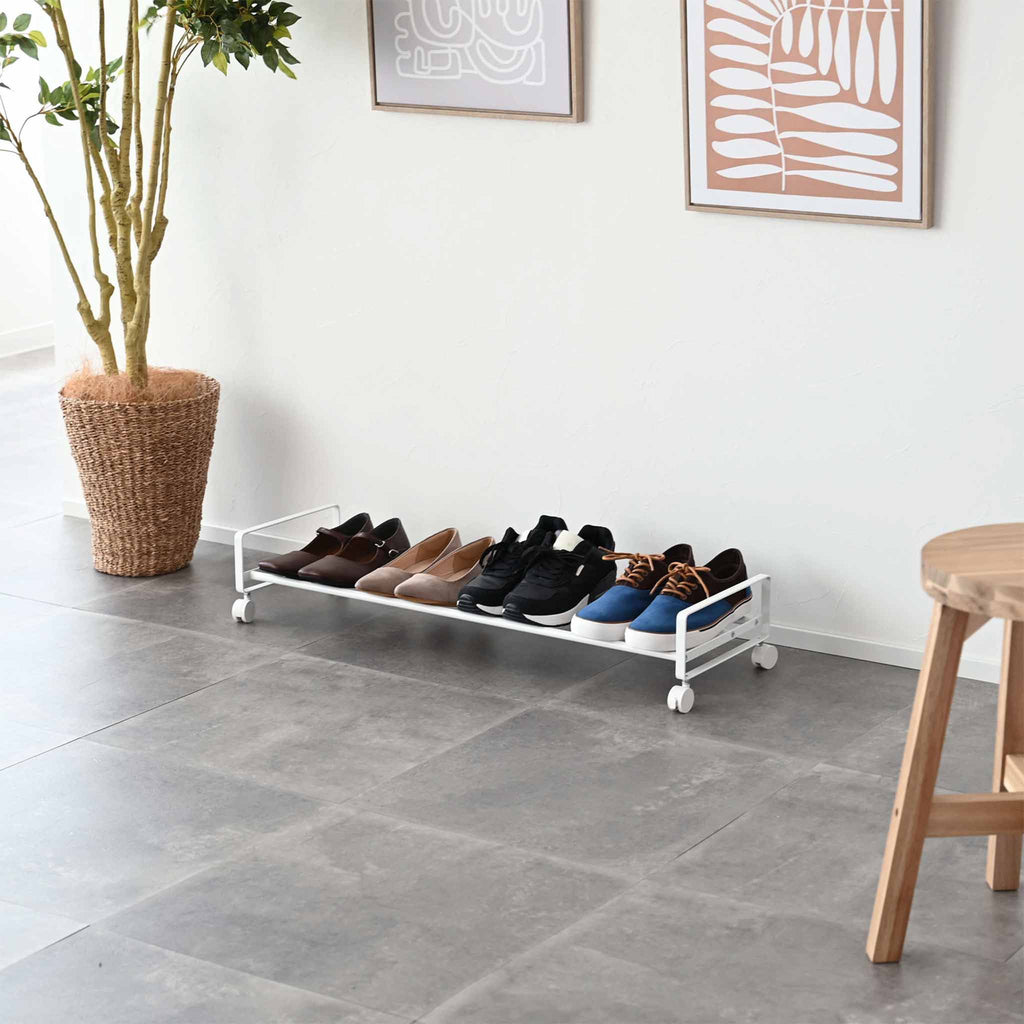 Étagère À Chaussures Sur Roulettes Tower - Blanc