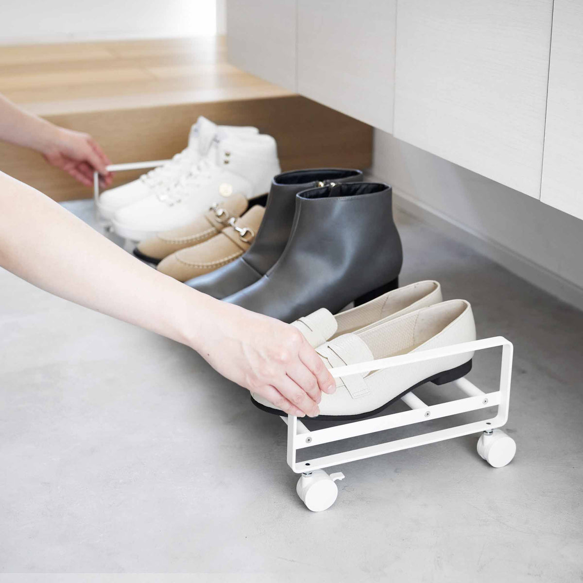 Étagère À Chaussures Sur Roulettes Tower - Blanc