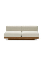 Rudolph - Banco De Interior De 2 Plazas - Aluminio, Madera Y Tapicería - Beige Cognac
