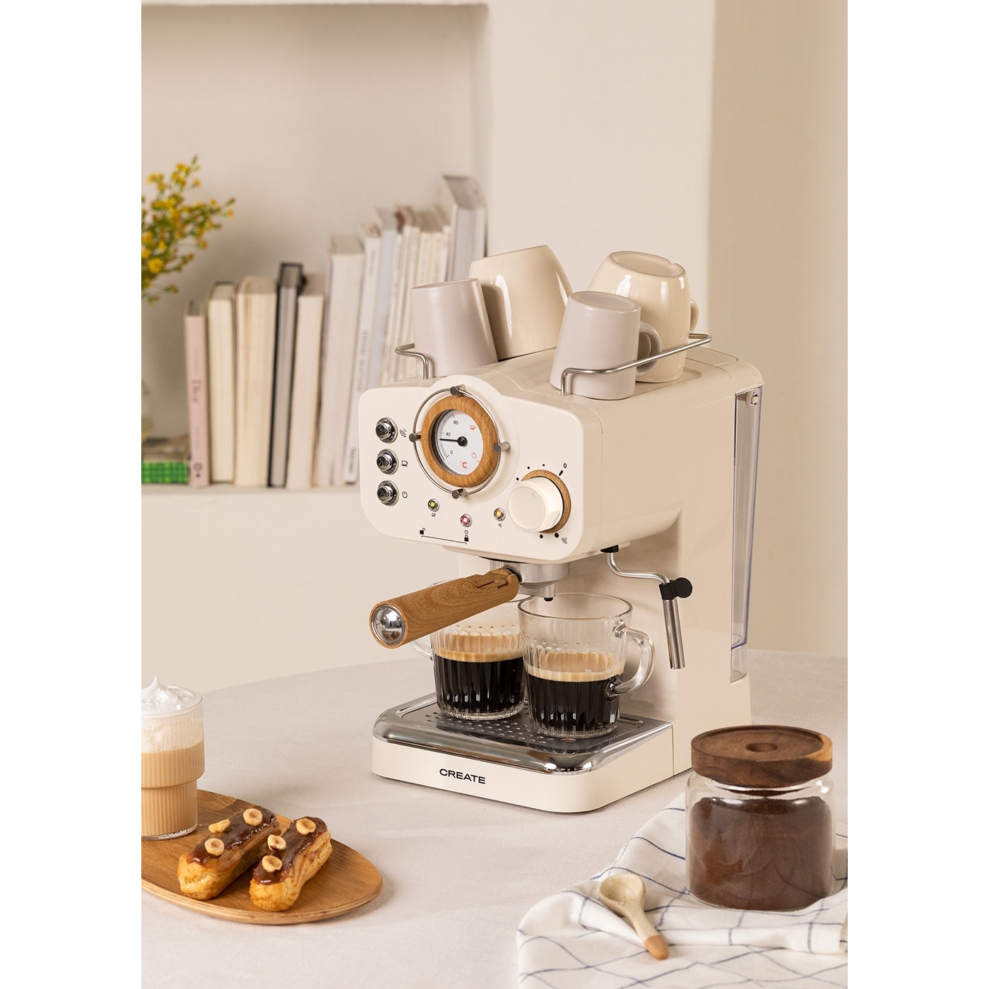 Thera Retro - Cafetière Expresso - Blanc Cassé