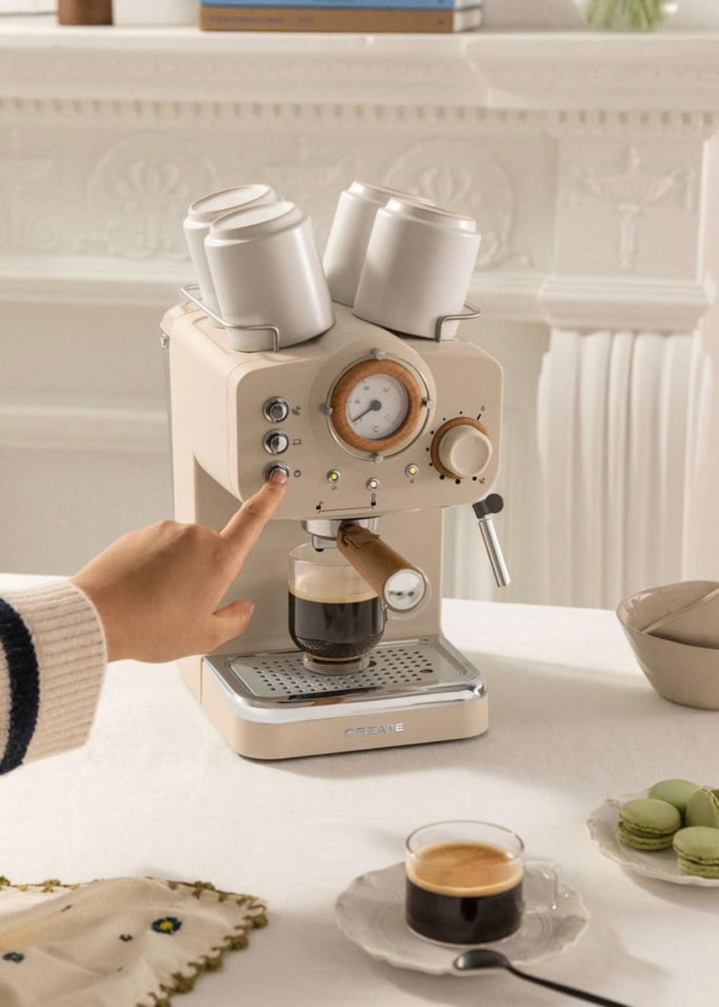 Thera Retro - Espresso Coffee Maker - Sand