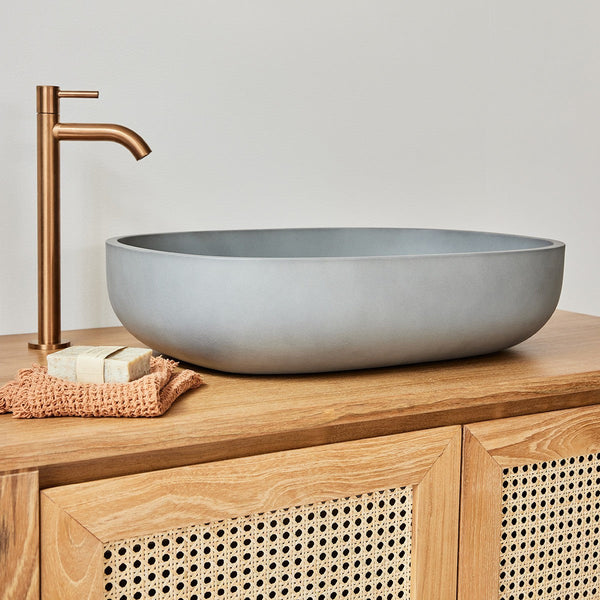 Lotus – Tvättställ – Oval betong – Grå