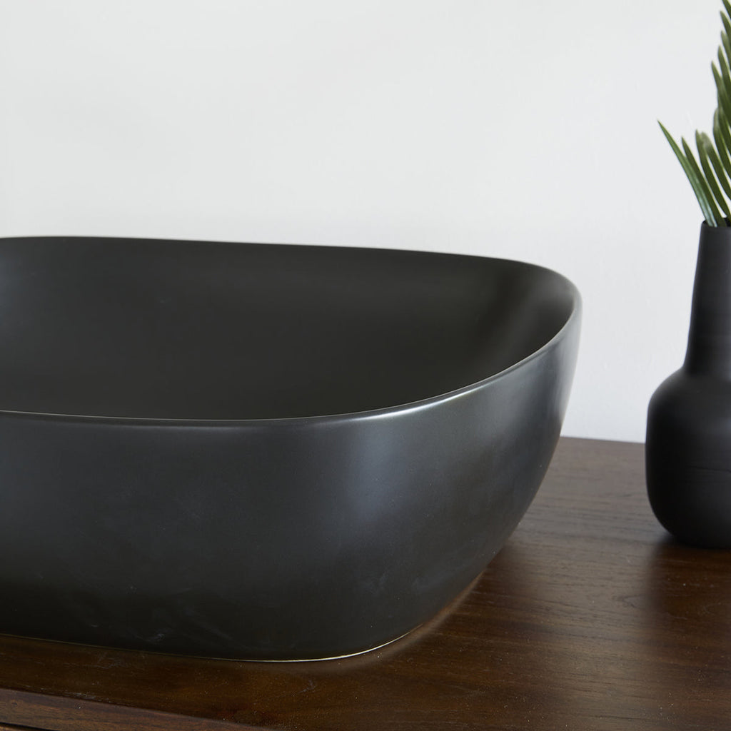 Iris - Umywalka owalna - Ceramiczna - Czarna