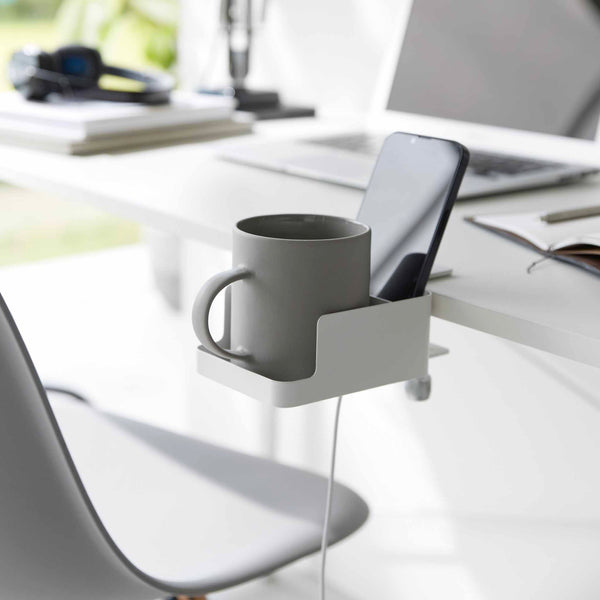 Tower Desk Smartphone Stand And Cup Holder - White