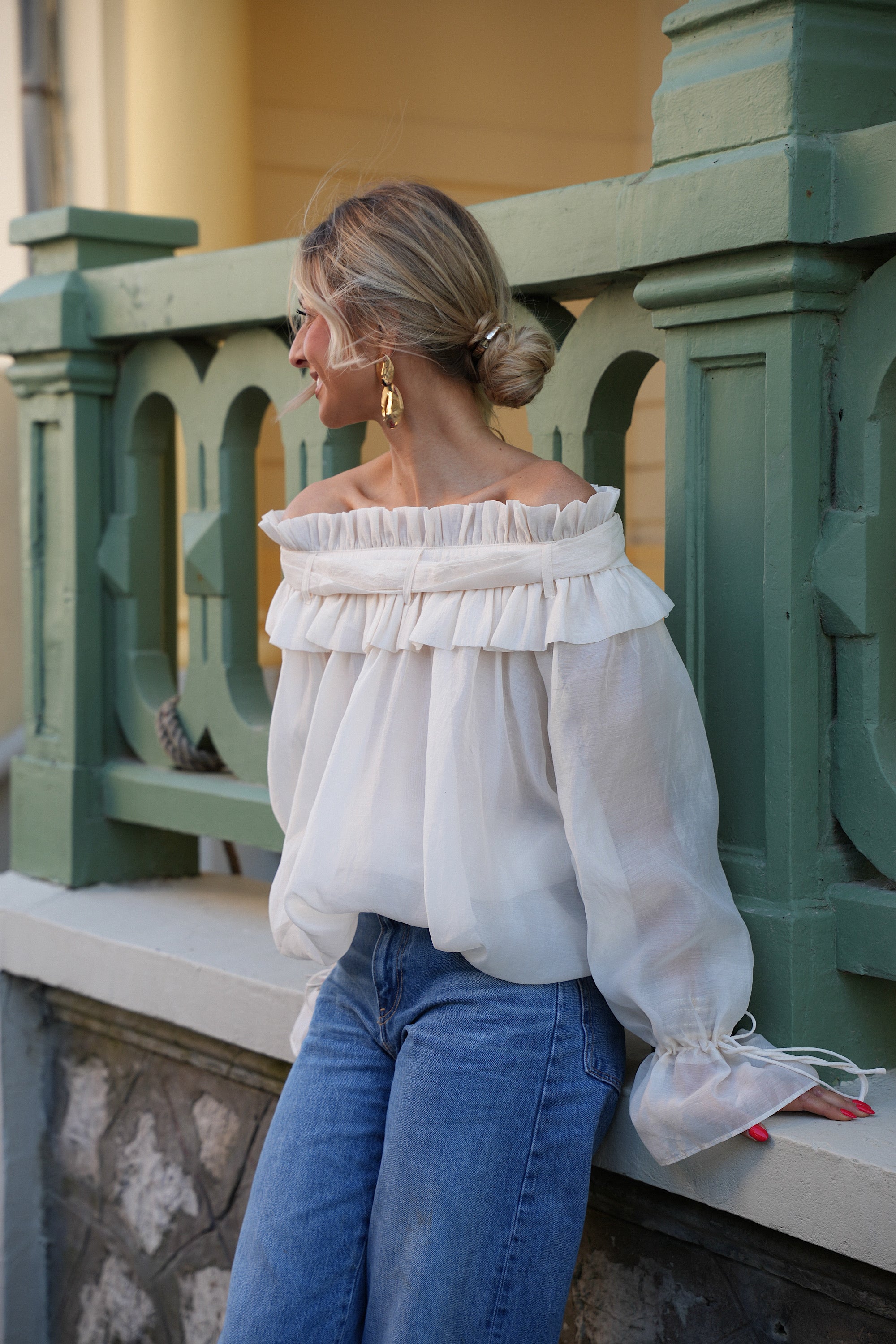 Blouse Col Bardot Aya - Crème