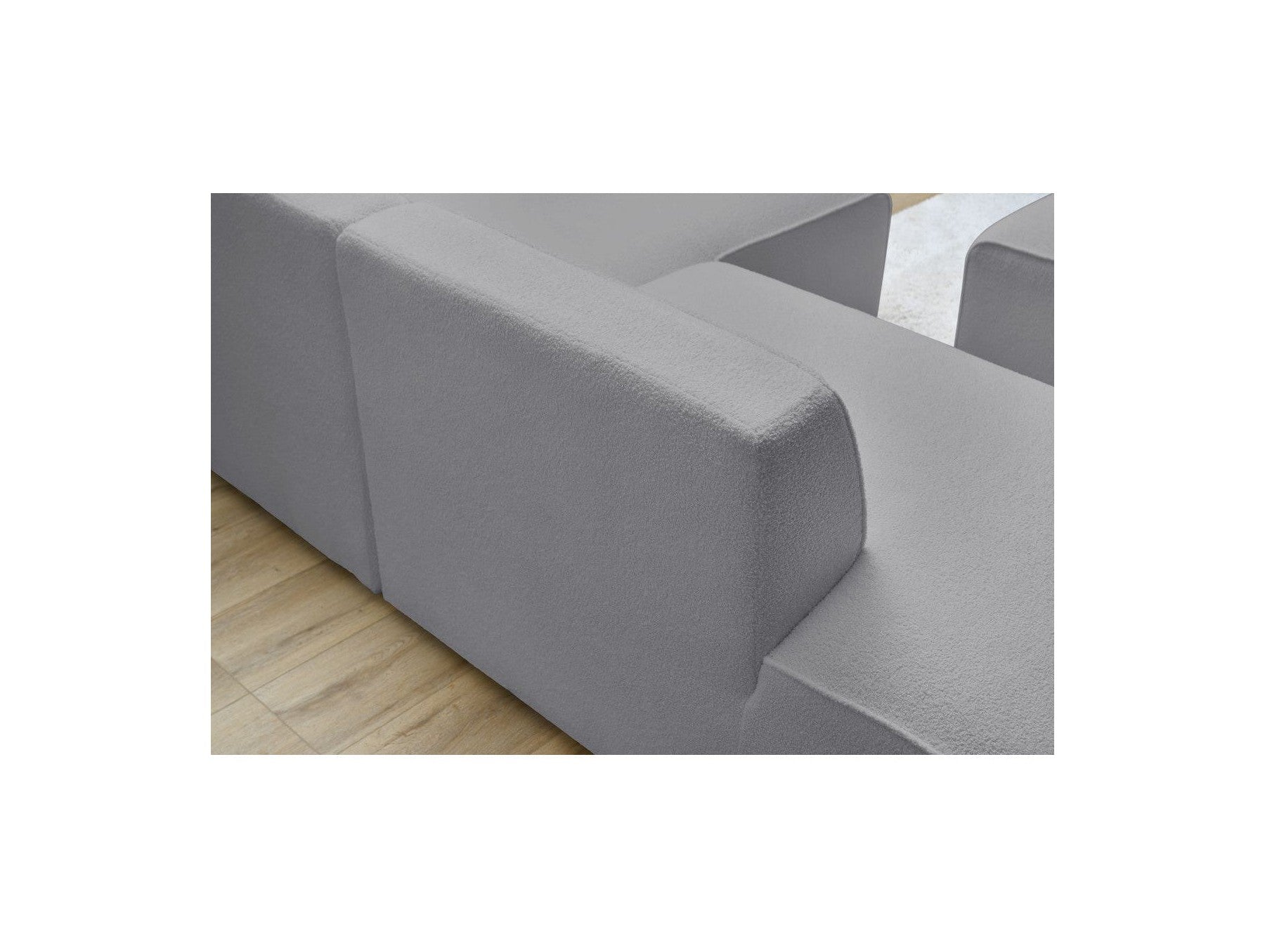 Megeve - Canapé D'Angle Fixe - Tissu Bouclette - Angle Droit
