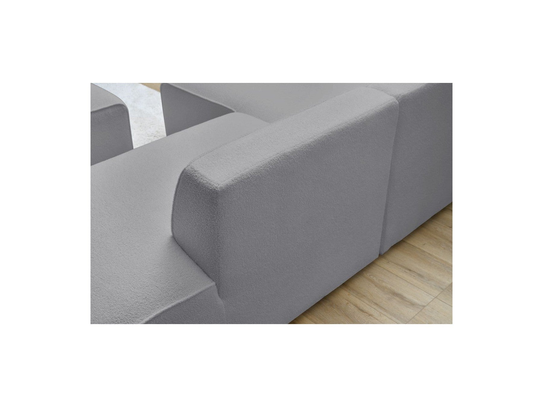 Megeve - Canapé D'Angle Fixe - Tissu Bouclette - Angle Gauche