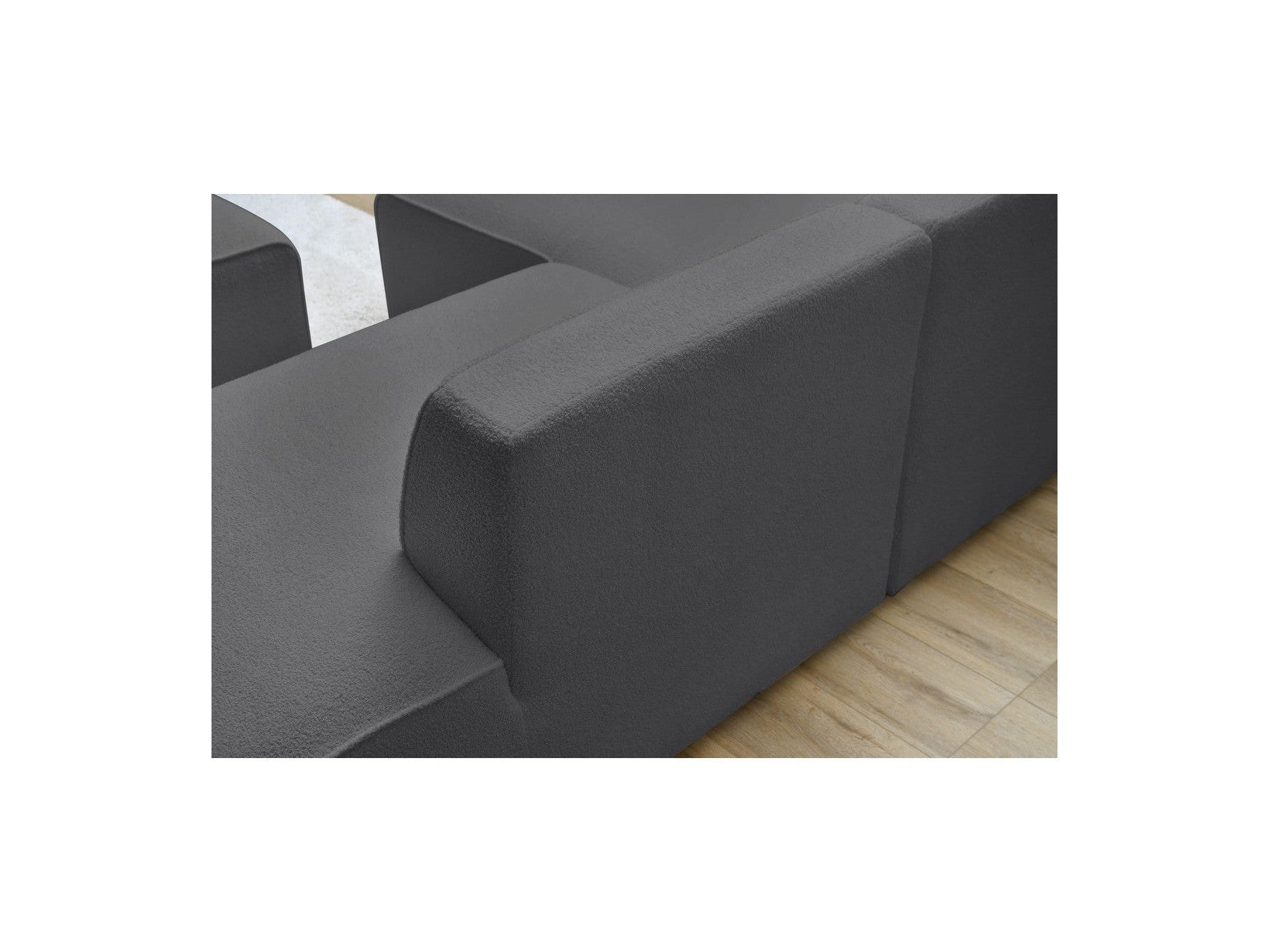 Megeve - Canapé D'Angle Fixe - Tissu Bouclette - Angle Gauche