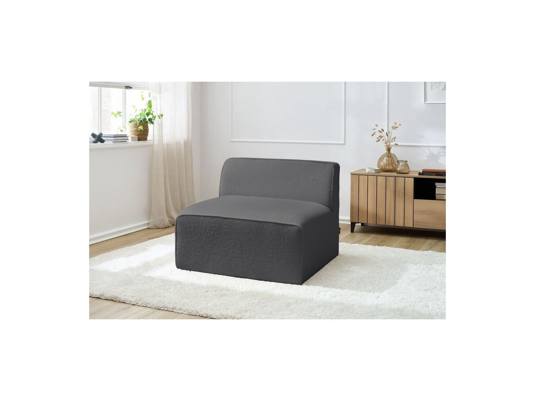 Megeve - Chauffeuse 1 Place Pour Canapé Modulable - Tissu Bouclette