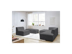 Megeve - Canapé D'Angle Fixe Modulable - Tissu Bouclette - Avec 1 Chauffeuse Et 1 Pouf - Angle Gauche