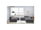 Megeve - Canapé D'Angle Fixe Modulable - Tissu Bouclette - Avec 1 Chauffeuse Et 1 Pouf - Angle Gauche