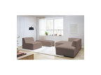Megeve - Canapé D'Angle Fixe Modulable - Tissu Bouclette - Avec 1 Chauffeuse Et 1 Pouf - Angle Gauche