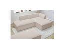 Canapé D'Angle Fixe Modulable - Megeve - Tissu Bouclette - Avec Pouf - Angle Droit