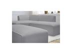 Megeve - Canapé D'Angle Fixe Modulable - Tissu Bouclette - Avec Pouf - Angle Gauche