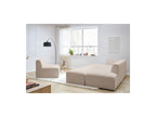 Megeve - Canapé D'Angle Fixe Modulable - Tissu Bouclette - Avec 1 Chauffeuse Et 1 Pouf - Angle Gauche