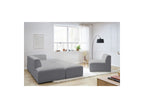 Megeve - Canapé D'Angle Fixe Modulable - Tissu Bouclette - Avec 1 Chauffeuse Et 1 Pouf - Angle Droit