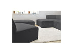 Megeve - Canapé D'Angle Fixe Modulable - Tissu Bouclette - Avec 1 Chauffeuse Et 1 Pouf - Angle Gauche