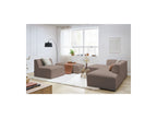 Megeve - Canapé D'Angle Fixe Modulable - Tissu Bouclette - Avec 1 Chauffeuse Et 1 Pouf - Angle Gauche