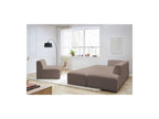 Megeve - Canapé D'Angle Fixe Modulable - Tissu Bouclette - Avec 1 Chauffeuse Et 1 Pouf - Angle Gauche