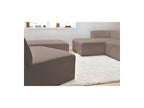 Megeve - Canapé D'Angle Fixe Modulable - Tissu Bouclette - Avec 1 Chauffeuse Et 1 Pouf - Angle Gauche