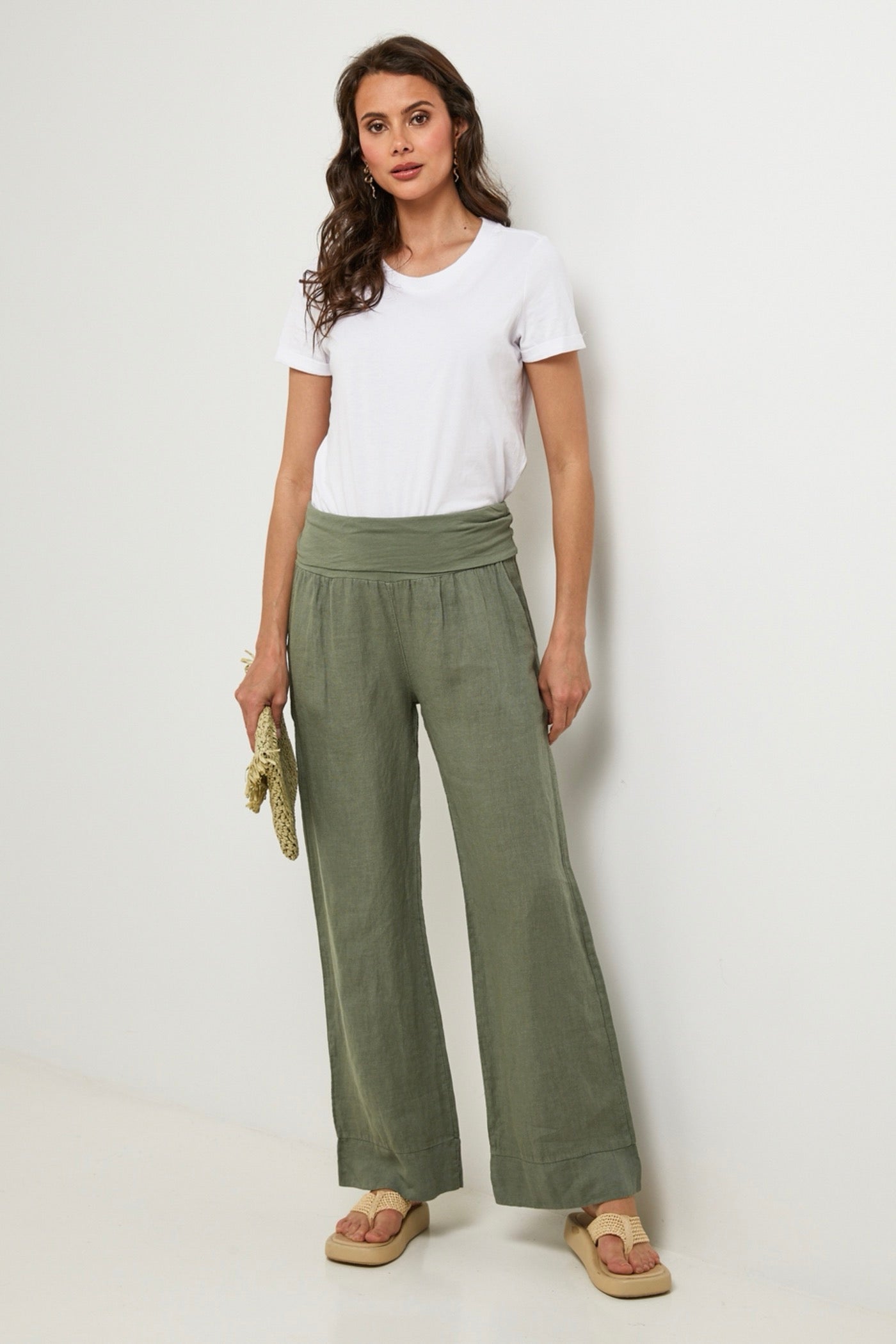 Autour Du Lin - Pantalón caqui - Mujer