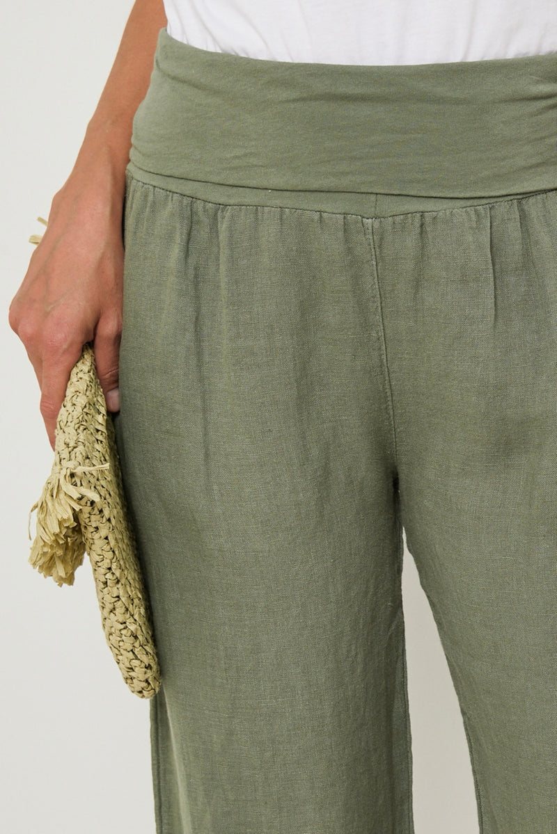 Autour Du Lin - Pantalon Kaki - Femme