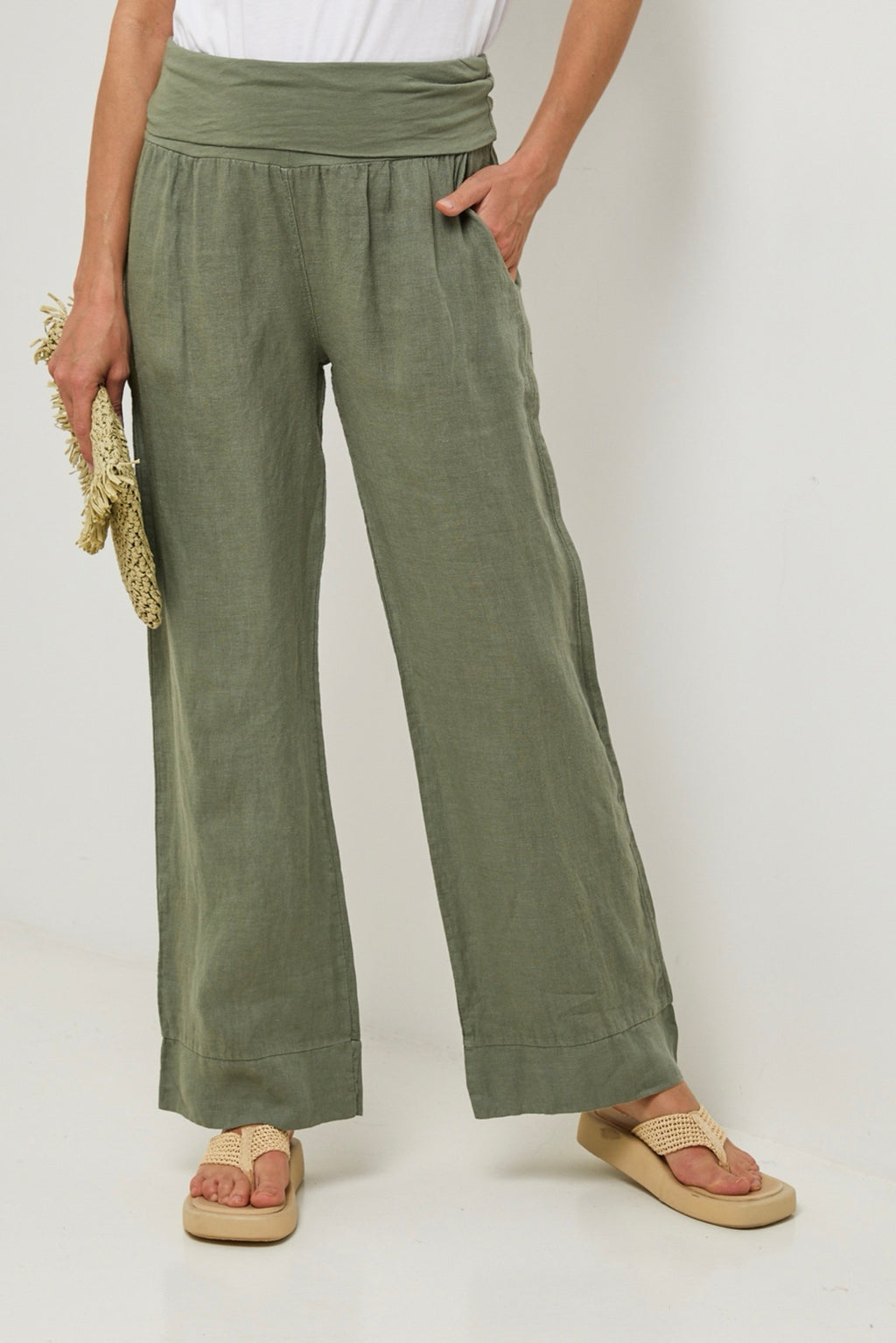 Autour Du Lin - Pantalón caqui - Mujer