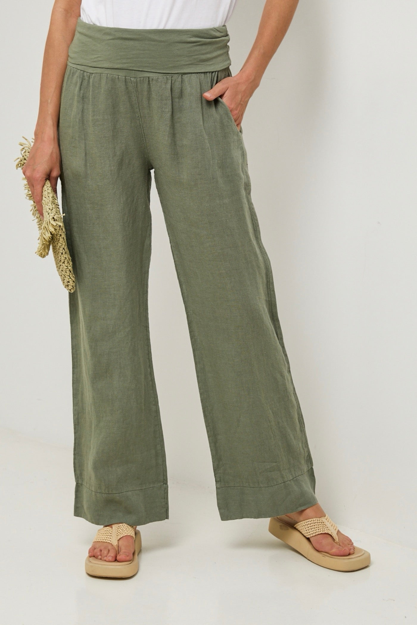 Autour Du Lin - Pantalón caqui - Mujer