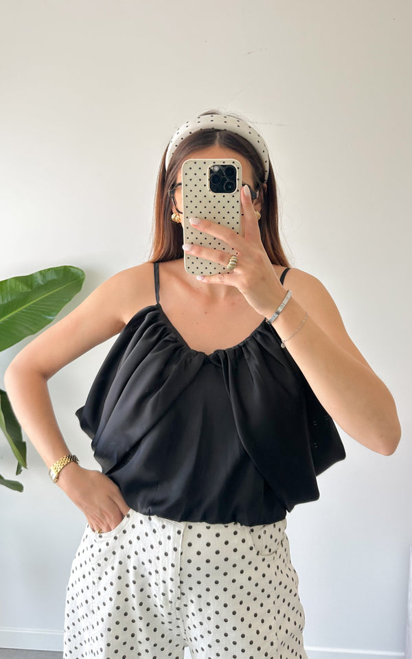 Top Satinado Santa Cruz - Negro