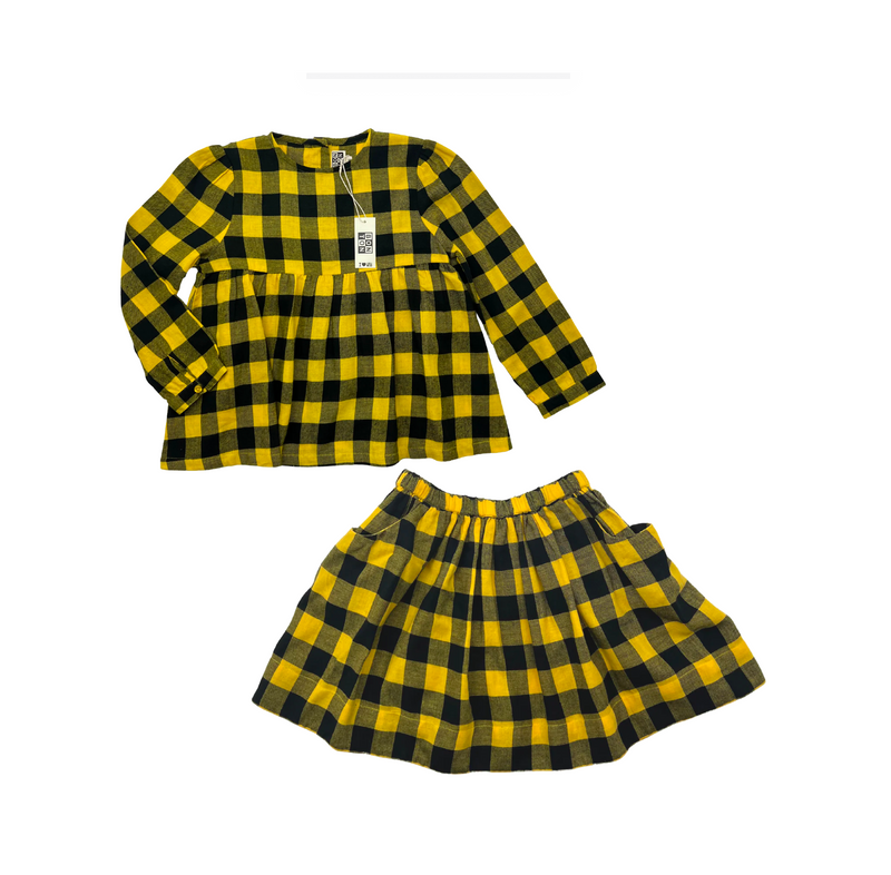 Bonton - Ensemble Blouse & Jupe À Carreaux Jaune - 6 Ans