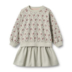 Vestido Sudadera De Manga Larga Maggie - Slightly Green Flowers - Niña