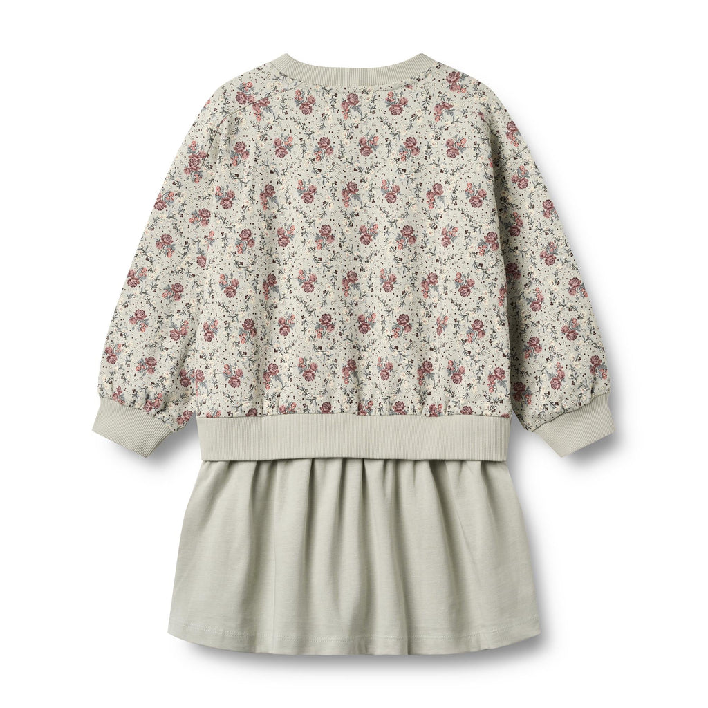Vestido Sudadera De Manga Larga Maggie - Slightly Green Flowers - Niña