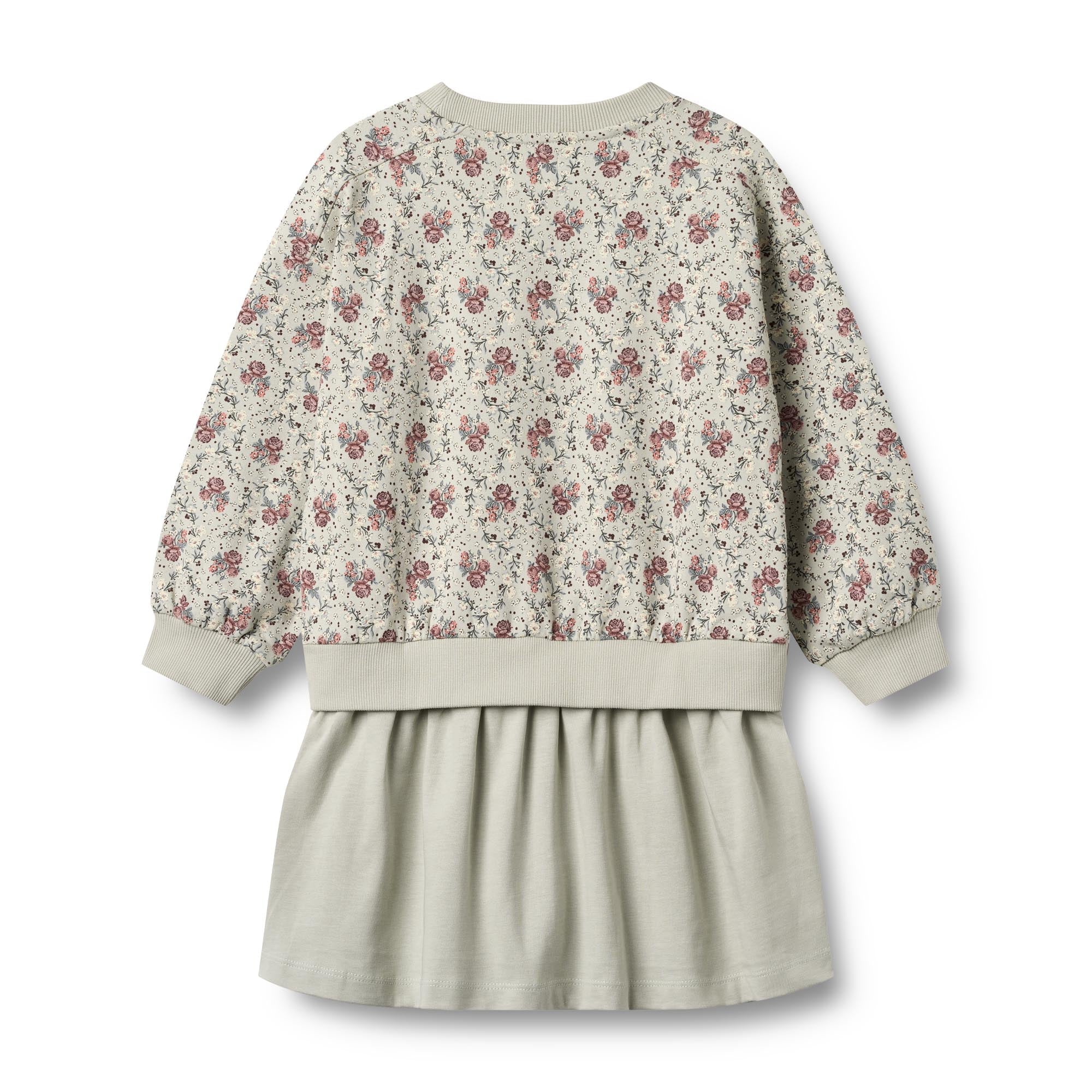 Vestido Sudadera De Manga Larga Maggie - Slightly Green Flowers - Niña