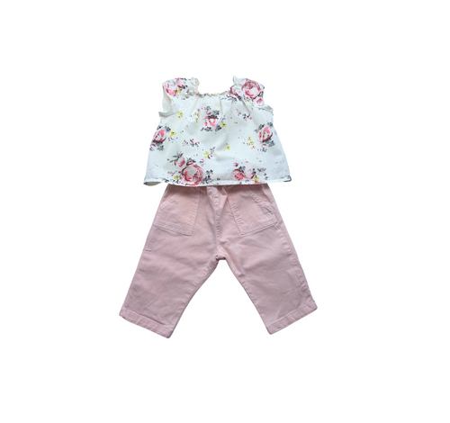 Bonpoint - Ensemble Pantalon Role & Blouse À Fleurs - 6 Mois