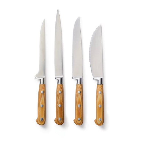 Set De Couteau À Désosser + Couteau À Découper + Couteau Trancheur + Couteau À Pizza - Brun Clair