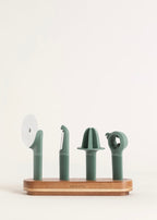 Kitchenware Studio - Pack of 4 Kitchen Utensils with Wooden Stand - Sage