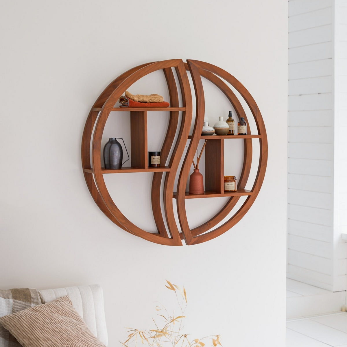 Ying Yang - Etagère Murale - Teck - Naturel