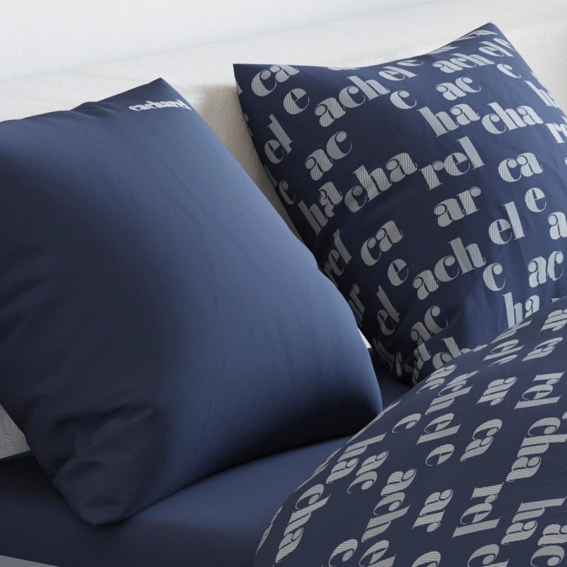 Signature - Housse De Couette + 1 Ou 2 Taie(S) D'Oreiller Flanelle Signature Bleu