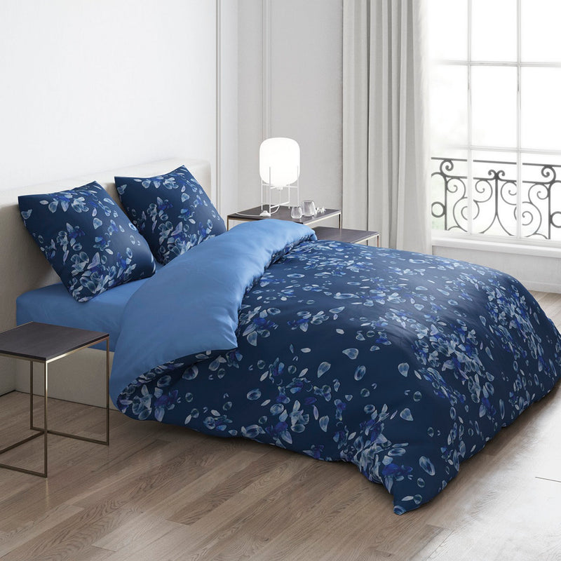 Aurore - Housse De Couette + 1 Ou 2 Taie(S) D'Oreiller Satin De Coton Aurore Bleu