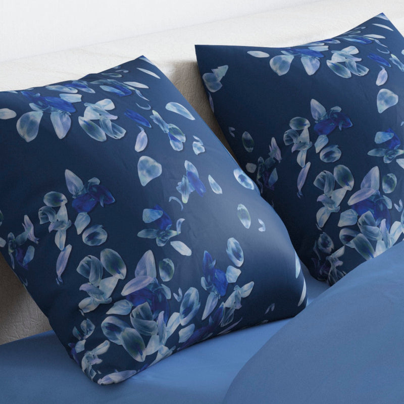 Aurore - Housse De Couette + 1 Ou 2 Taie(S) D'Oreiller Satin De Coton Aurore Bleu