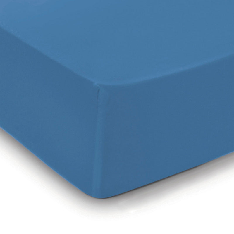 Aurore - Drap-Housse Satin De Coton Uni Bleu