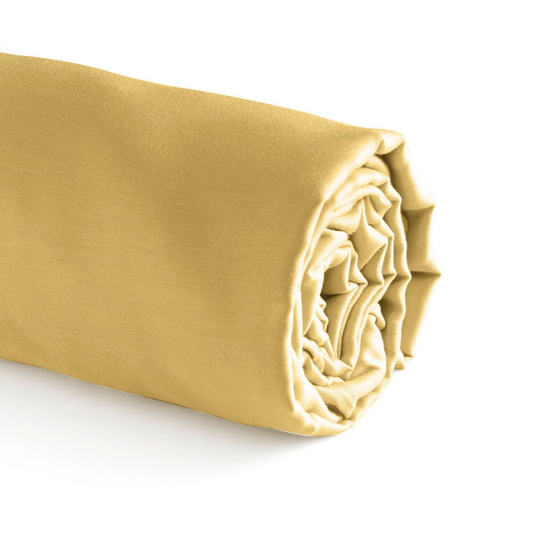 Aurore - Drap-Housse Satin De Coton Uni Ocre