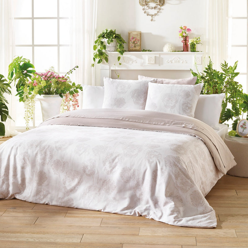 Lace - Housse De Couette + 1 Ou 2 Taie(S) D'Oreiller Satin De Coton Lace Taupe