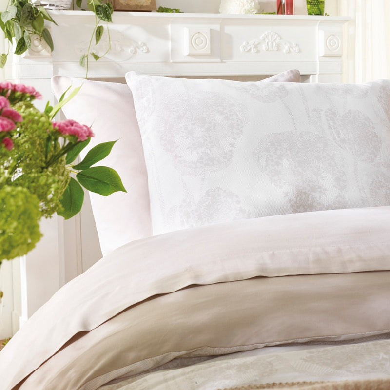 Lace - Housse De Couette + 1 Ou 2 Taie(S) D'Oreiller Satin De Coton Lace Taupe
