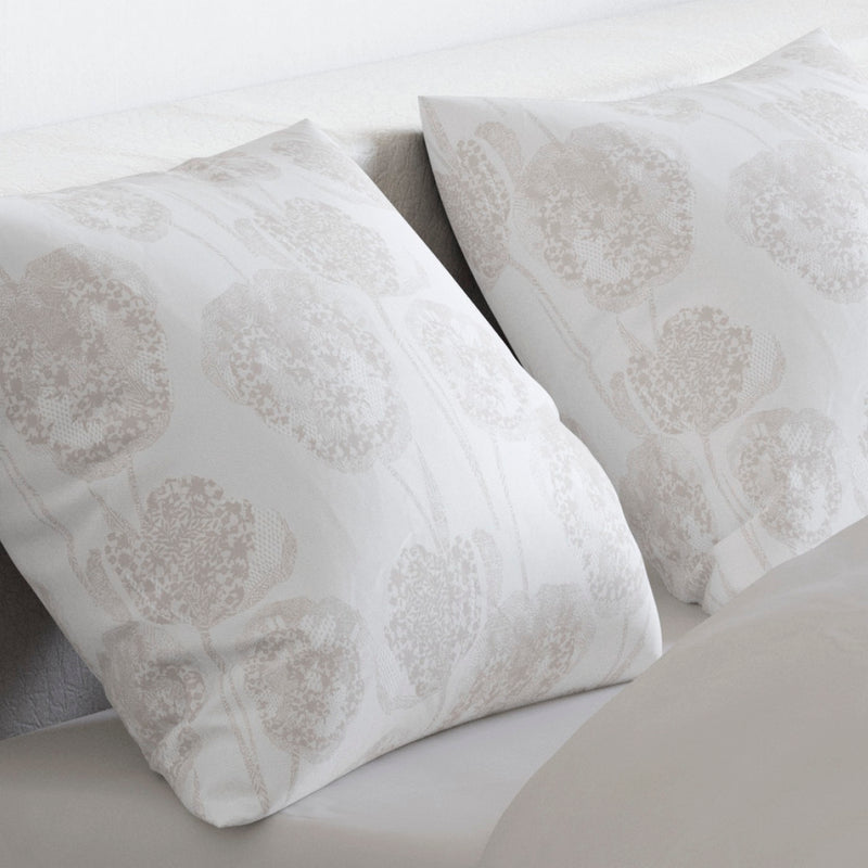Lace - Housse De Couette + 1 Ou 2 Taie(S) D'Oreiller Satin De Coton Lace Taupe